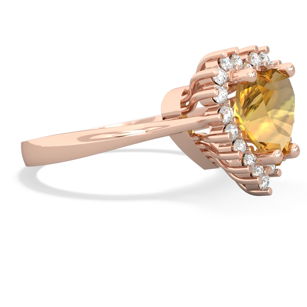 Citrine Sparkling Halo Heart 14K Rose Gold ring R0391