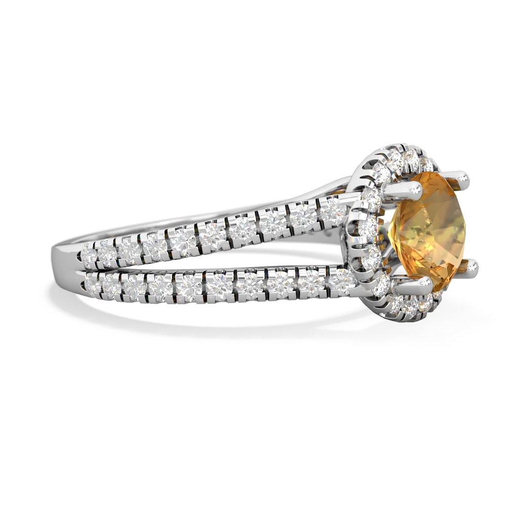 Citrine Pave Halo 14K White Gold ring R5490