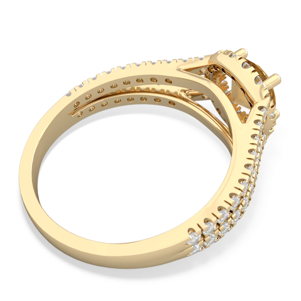 Citrine Pave Halo 14K Yellow Gold ring R5490 - front view