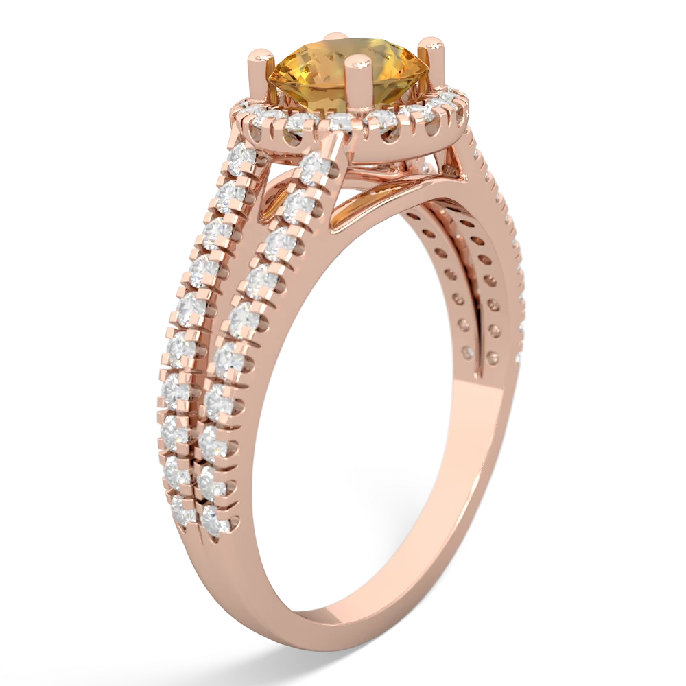 Citrine Pave Halo 14K Rose Gold ring R5490