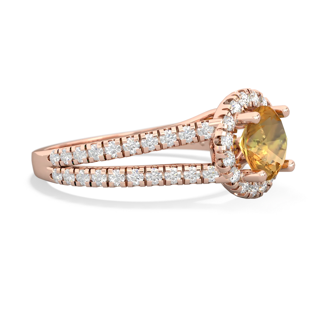 Citrine Pave Halo 14K Rose Gold ring R5490