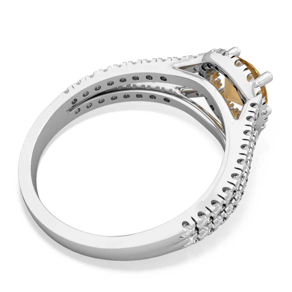 Citrine Pave Halo 14K White Gold ring R5490