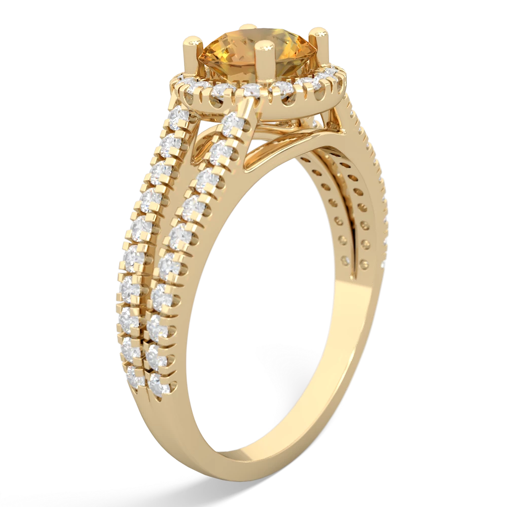 Citrine Pave Halo 14K Yellow Gold ring R5490