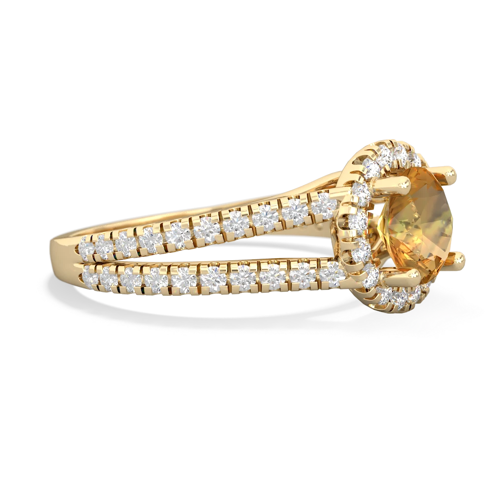 Citrine Pave Halo 14K Yellow Gold ring R5490