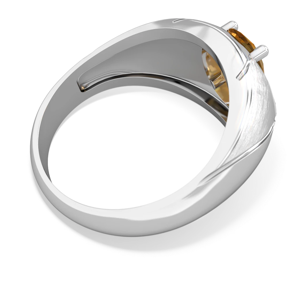 Citrine Men's 14K White Gold ring R0361 - front view
