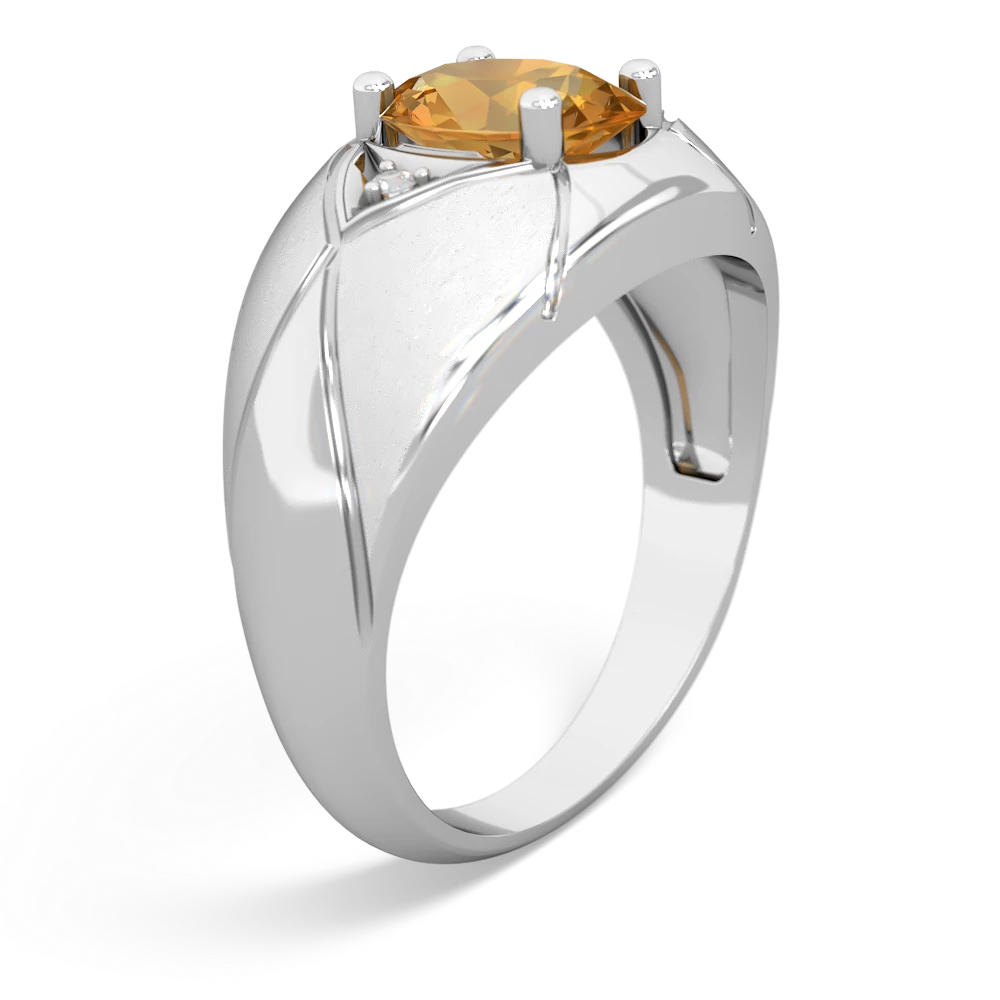 Citrine Men's Crossroads 14K White Gold ring R0361