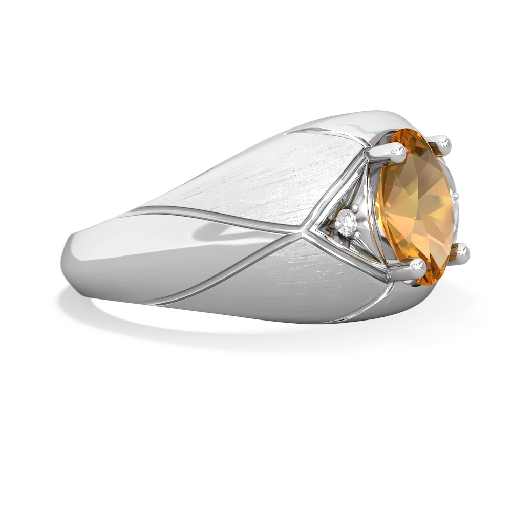 Citrine Men's Crossroads 14K White Gold ring R0361