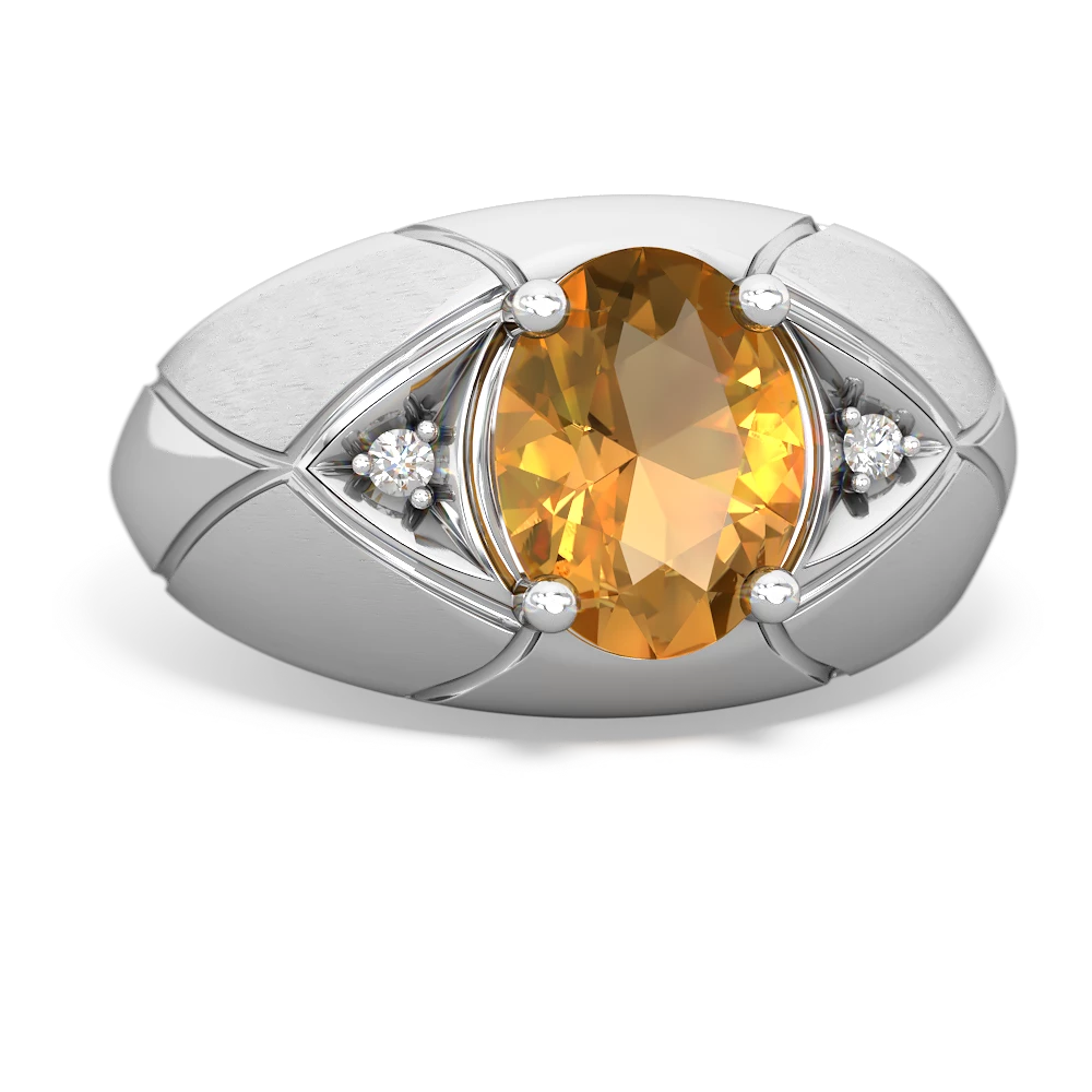 Citrine Men's Crossroads 14K White Gold ring R0361