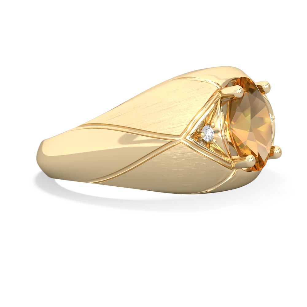 Citrine Men's Crossroads 14K Yellow Gold ring R0361