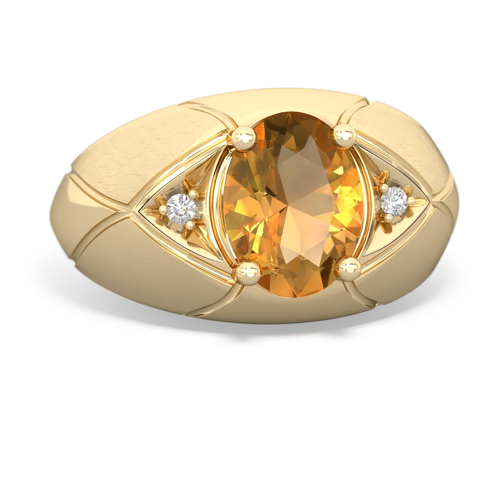 Citrine Men's Crossroads 14K Yellow Gold ring R0361