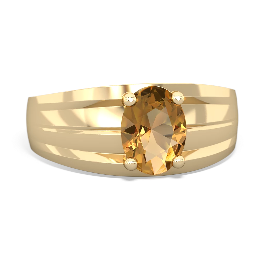 Citrine Men's Two Lane 14K Yellow Gold ring R0363