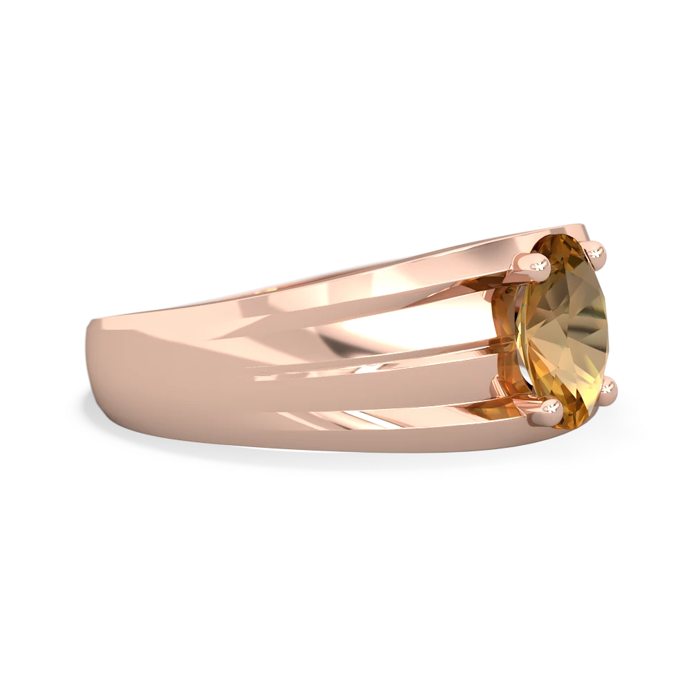 Citrine Men's Two Lane 14K Rose Gold ring R0363