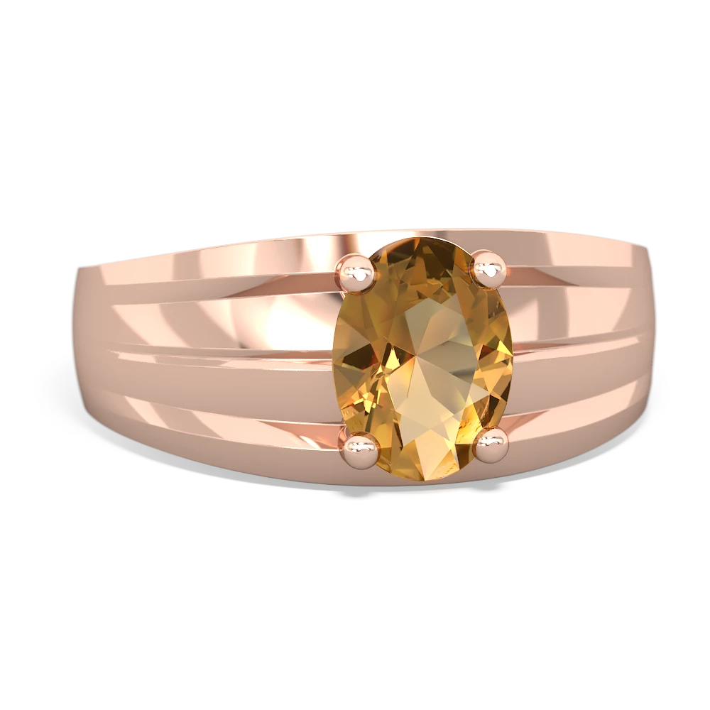 Citrine Men's Two Lane 14K Rose Gold ring R0363