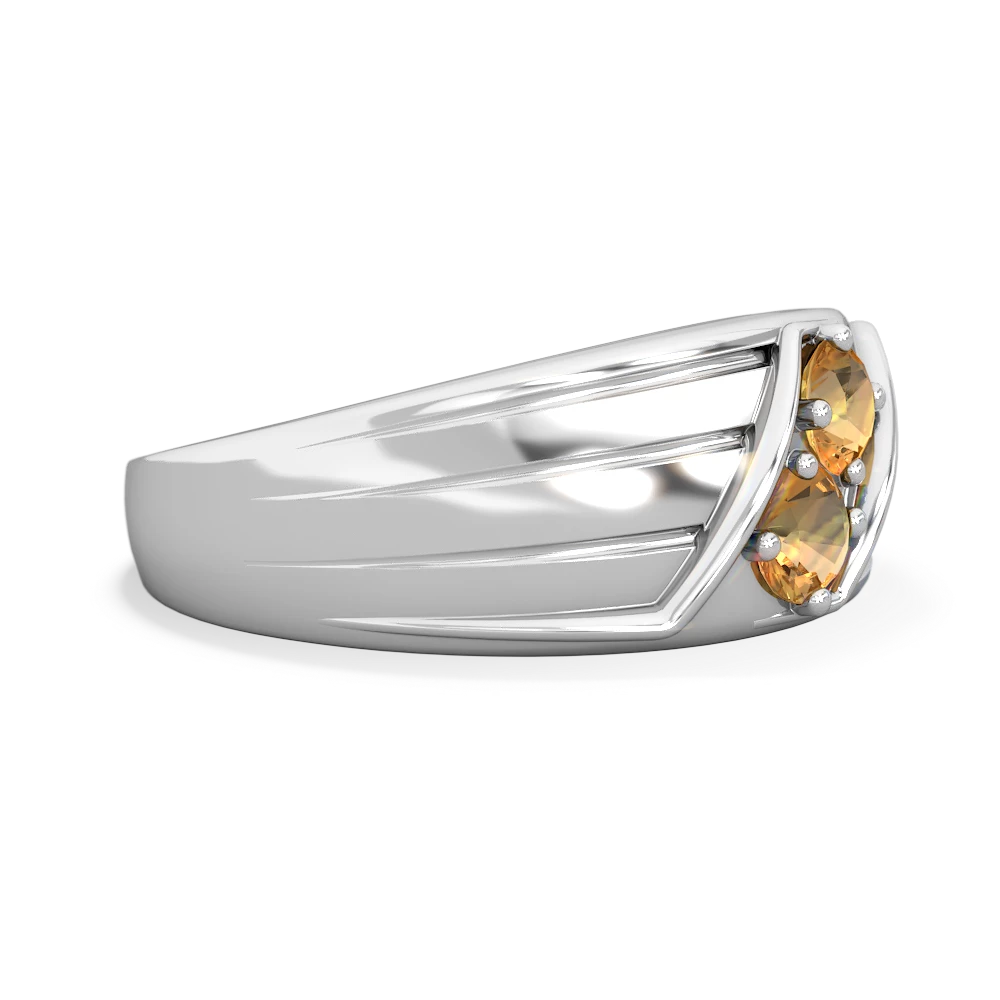 Citrine Men's Streamline 14K White Gold ring R0460