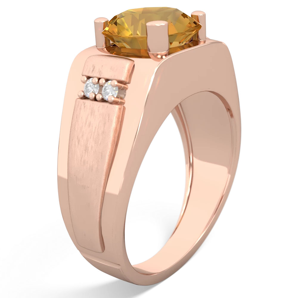 Citrine Men's 9Mm Round 14K Rose Gold ring R1822