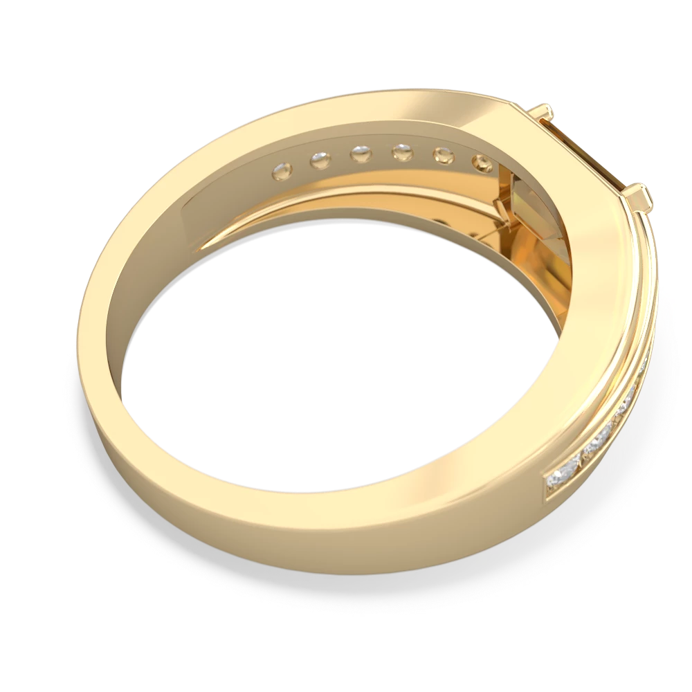 Citrine Men's Diamond Channel 14K Yellow Gold ring R0500