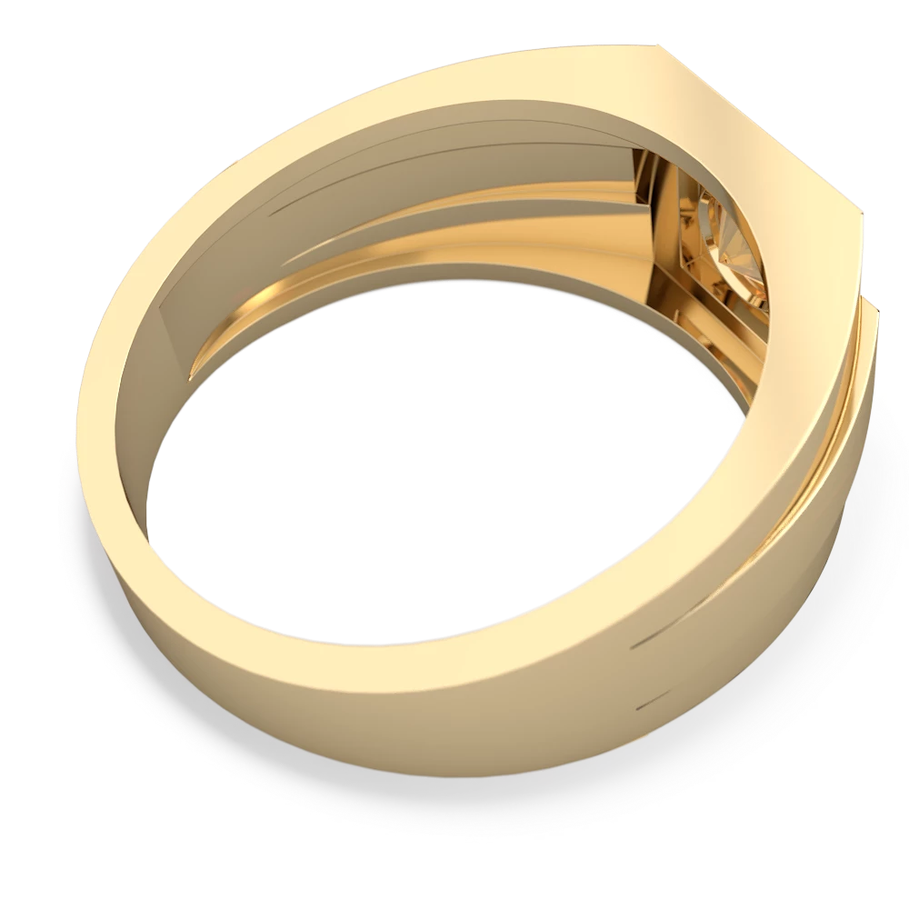 Citrine Men's Squared Circle 14K Yellow Gold ring R0480