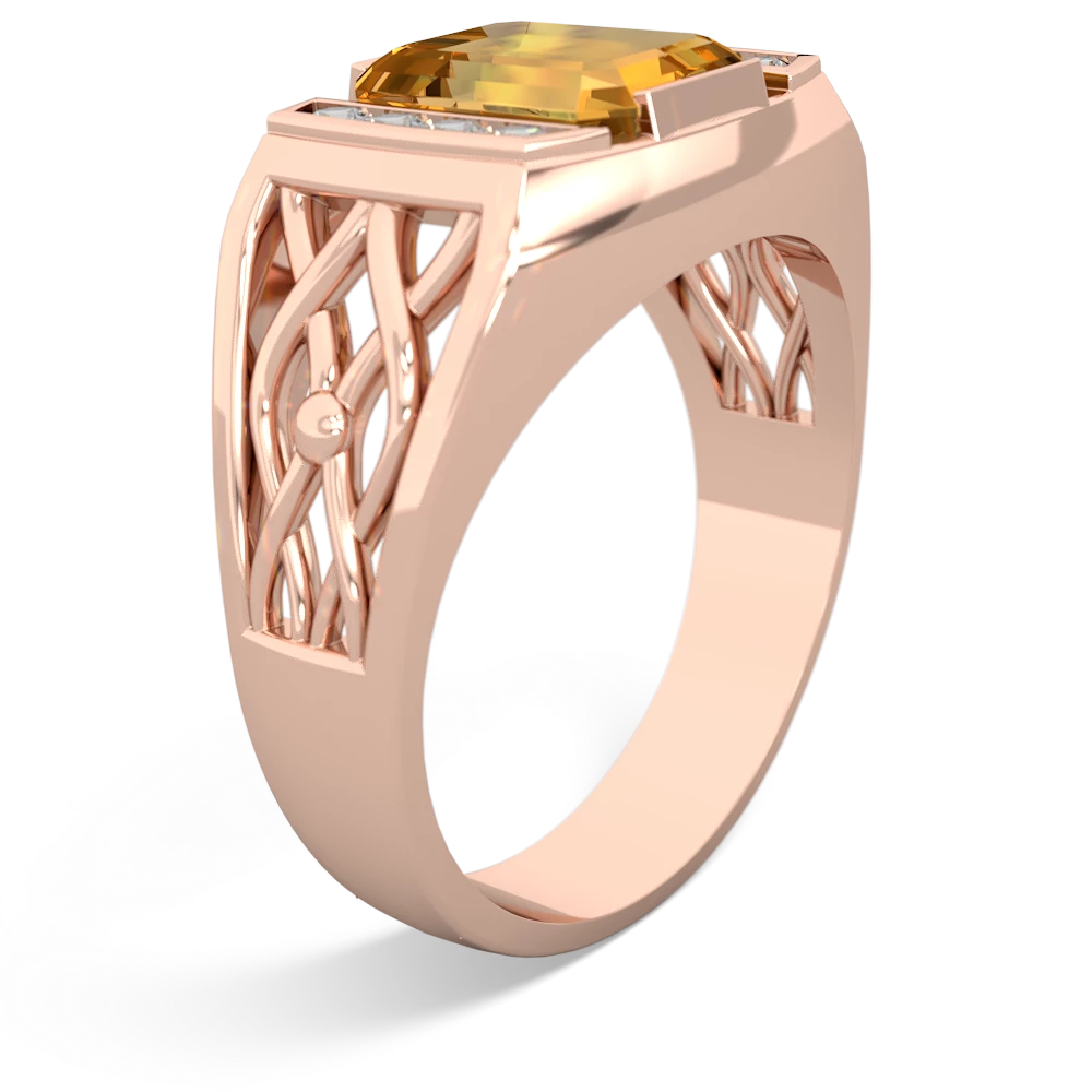 Citrine Men's Vine 14K Rose Gold ring R0490