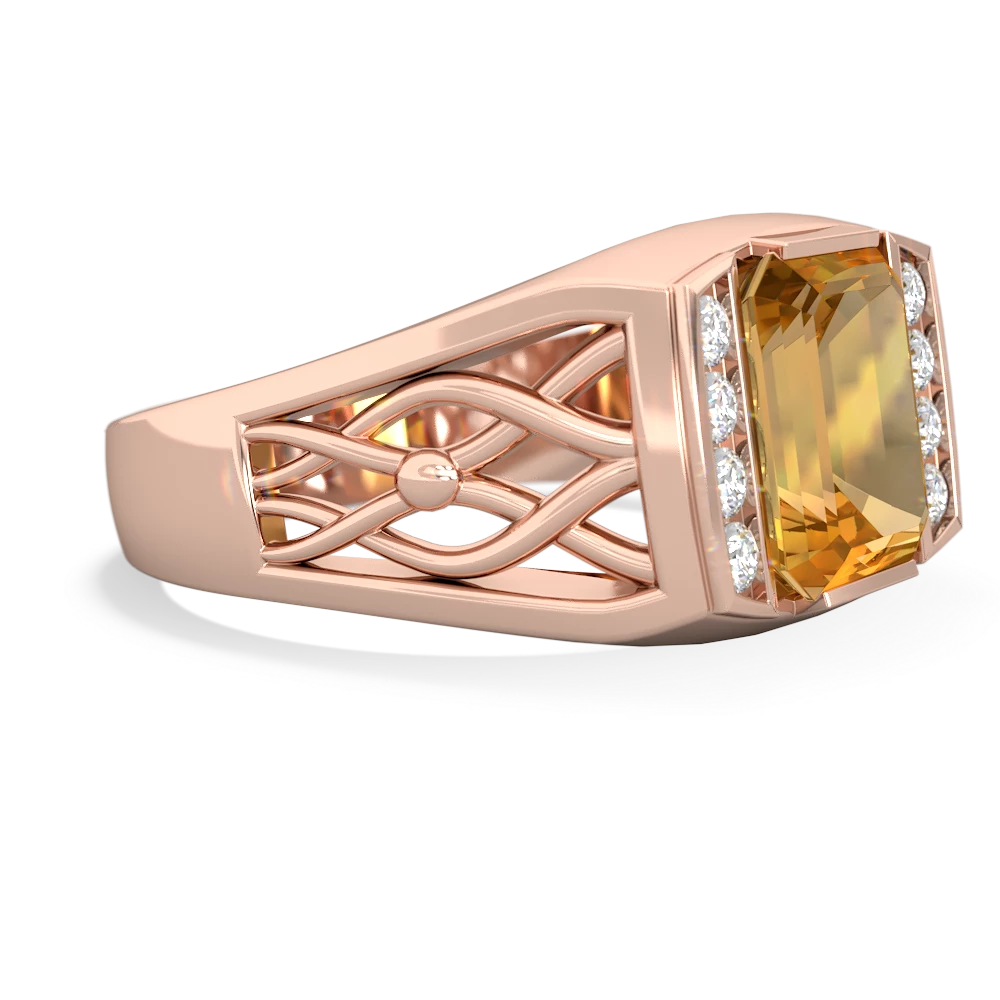 Citrine Men's Vine 14K Rose Gold ring R0490