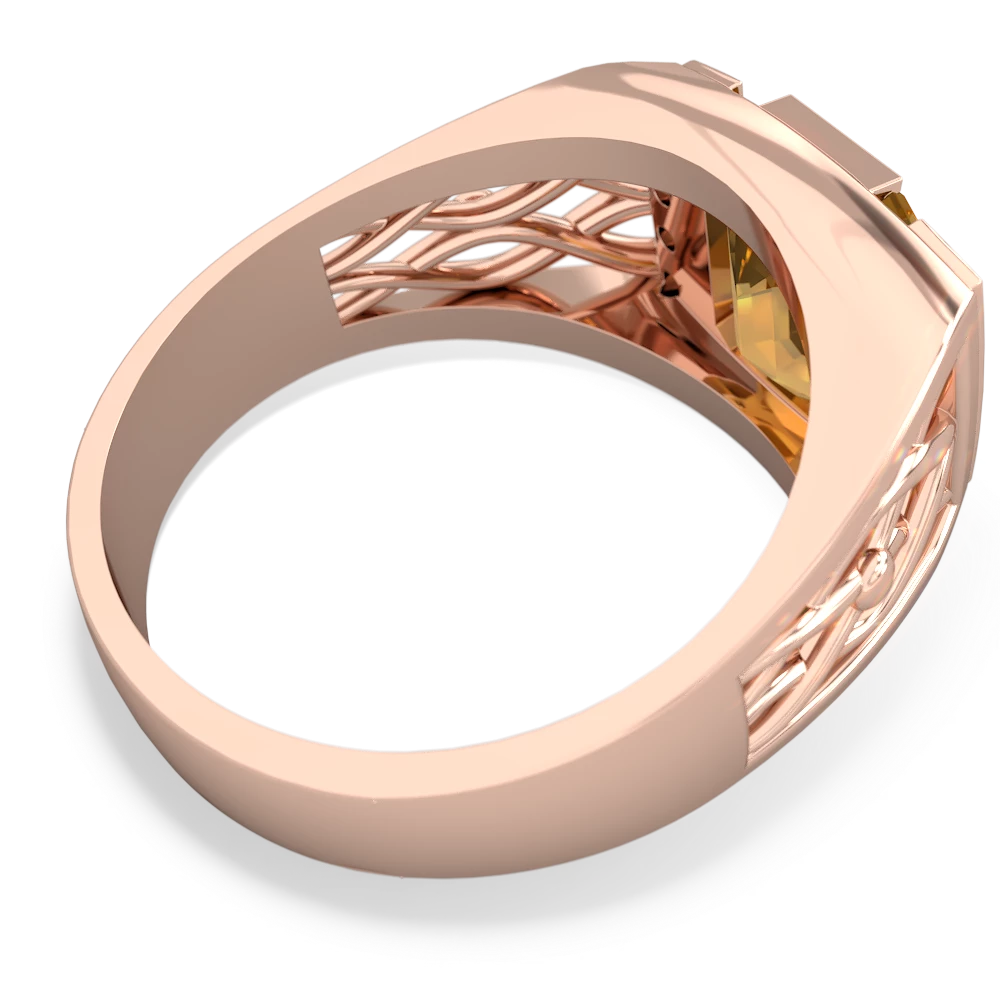 Citrine Men's Vine 14K Rose Gold ring R0490