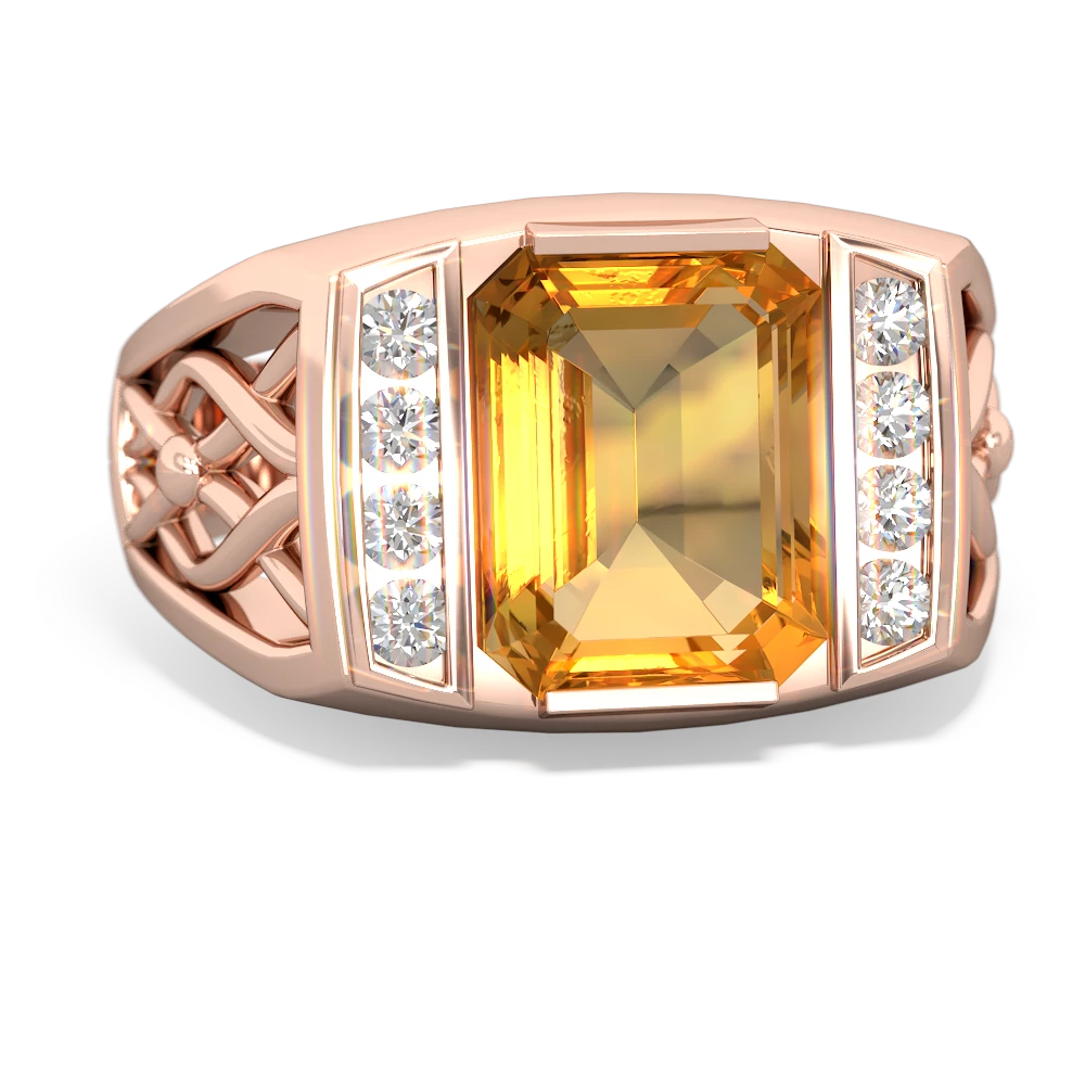 Citrine Men's Vine 14K Rose Gold ring R0490