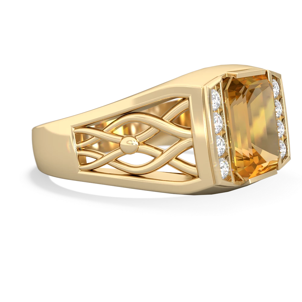 Citrine Men's Vine 14K Yellow Gold ring R0490