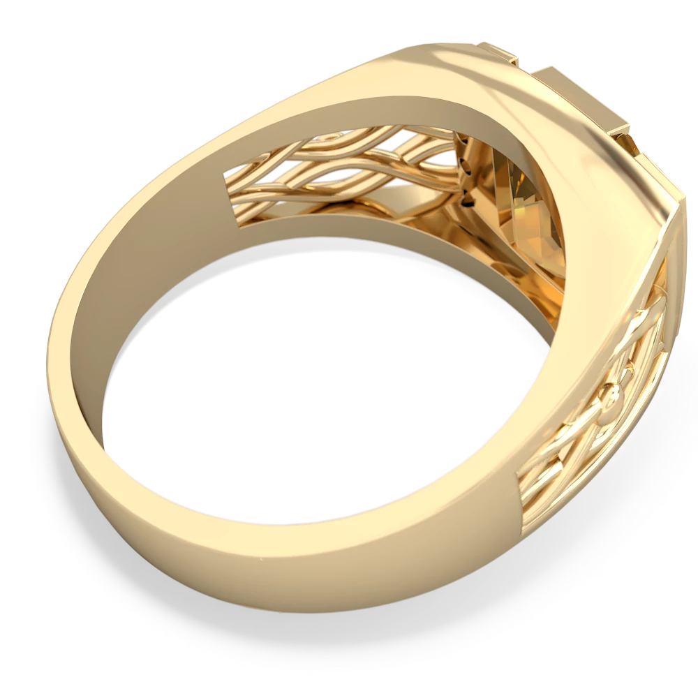 Citrine Men's Vine 14K Yellow Gold ring R0490