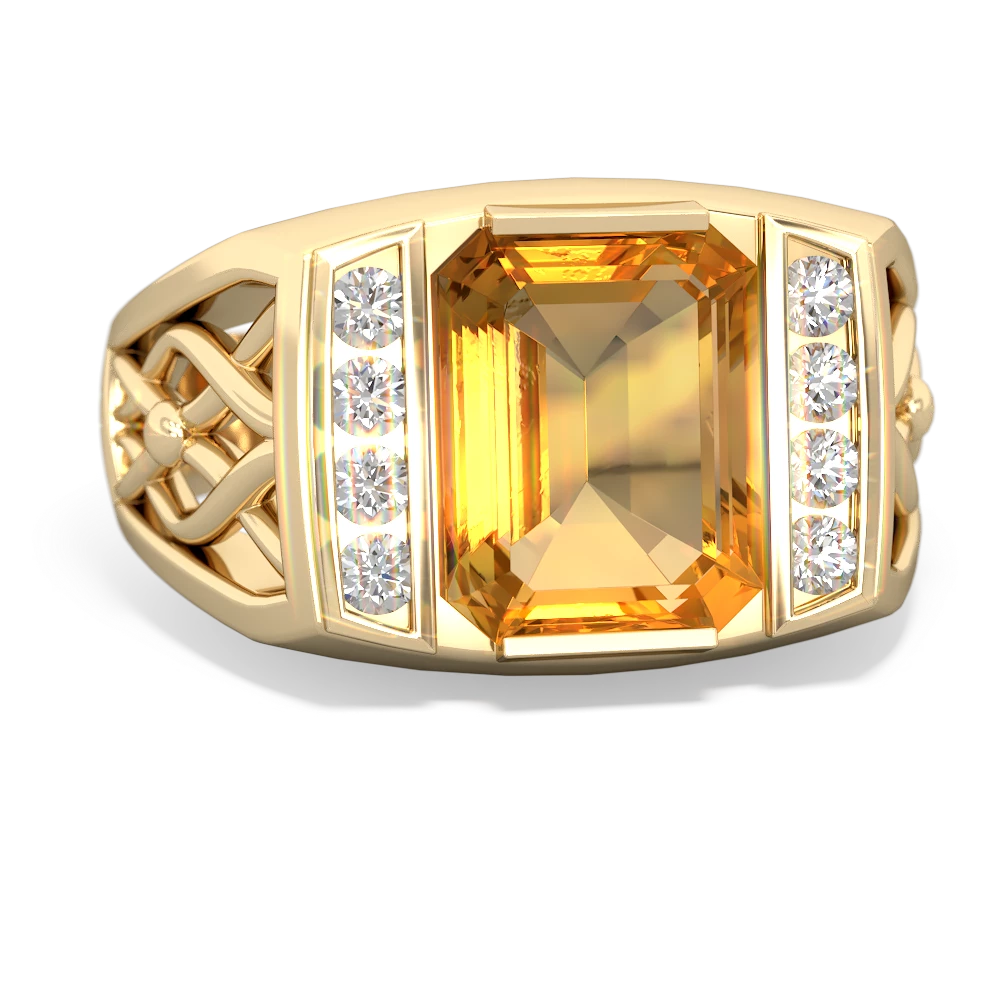 Citrine Men's Vine 14K Yellow Gold ring R0490