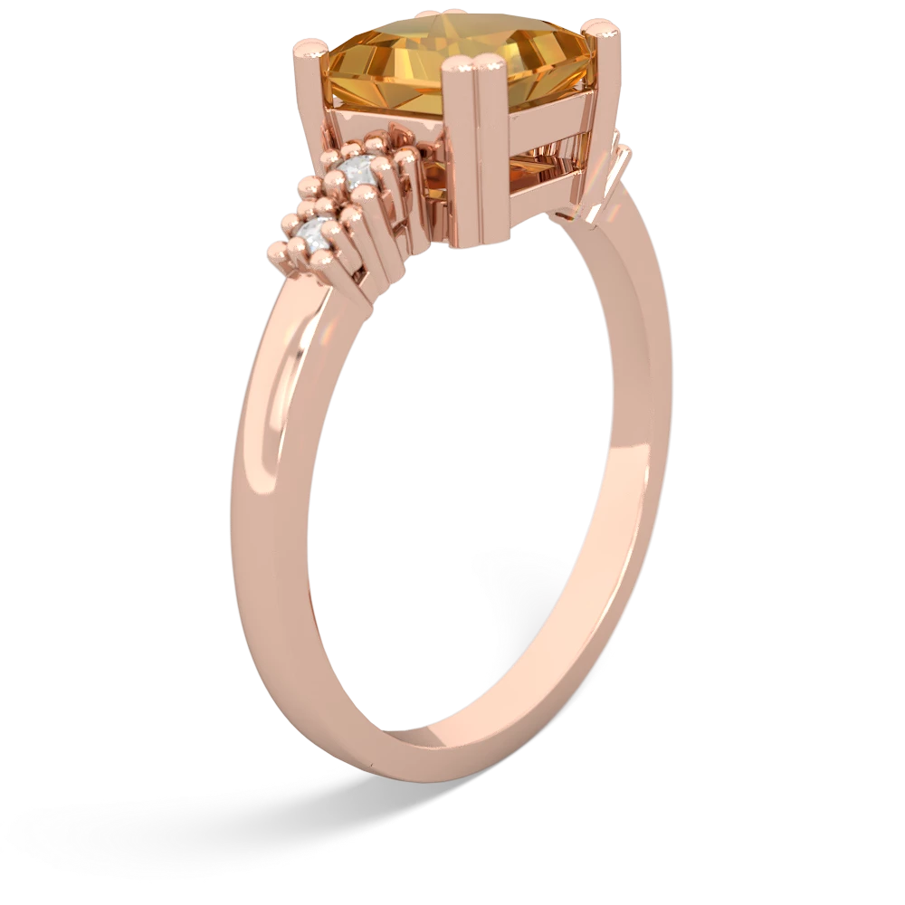 Citrine Art Deco Princess 14K Rose Gold ring R2014
