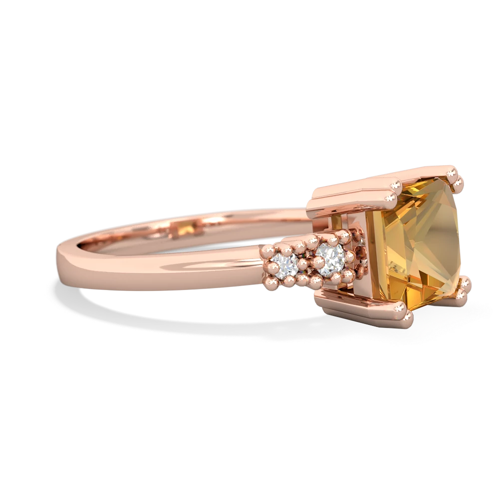 Citrine Art Deco Princess 14K Rose Gold ring R2014