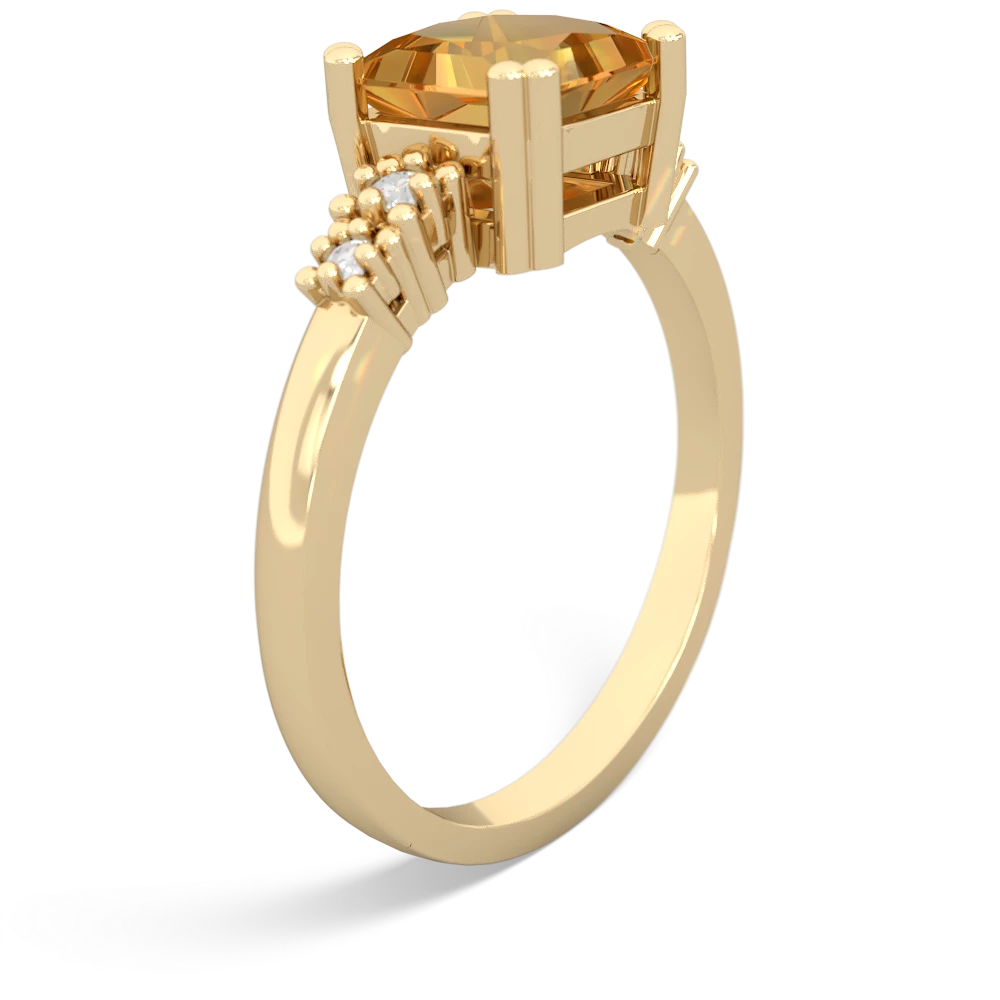 Citrine Art Deco Princess 14K Yellow Gold ring R2014