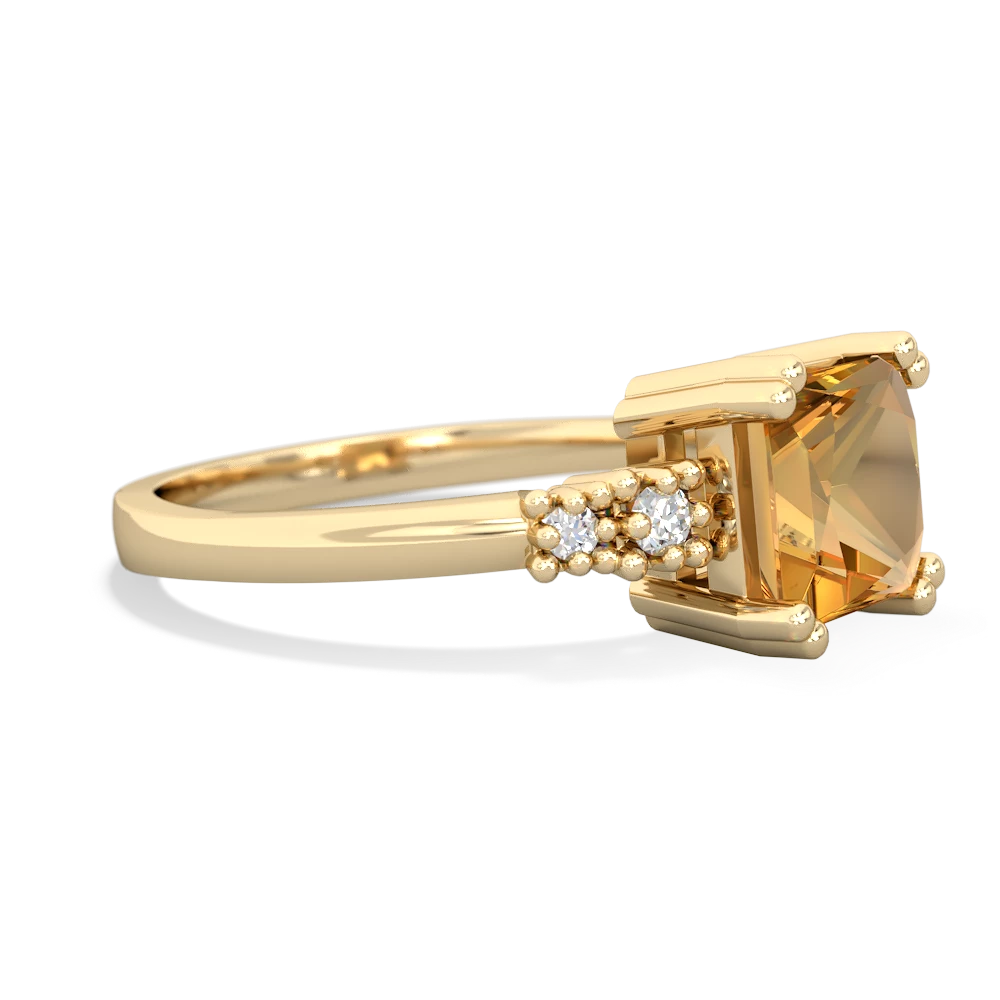 Citrine Art Deco Princess 14K Yellow Gold ring R2014