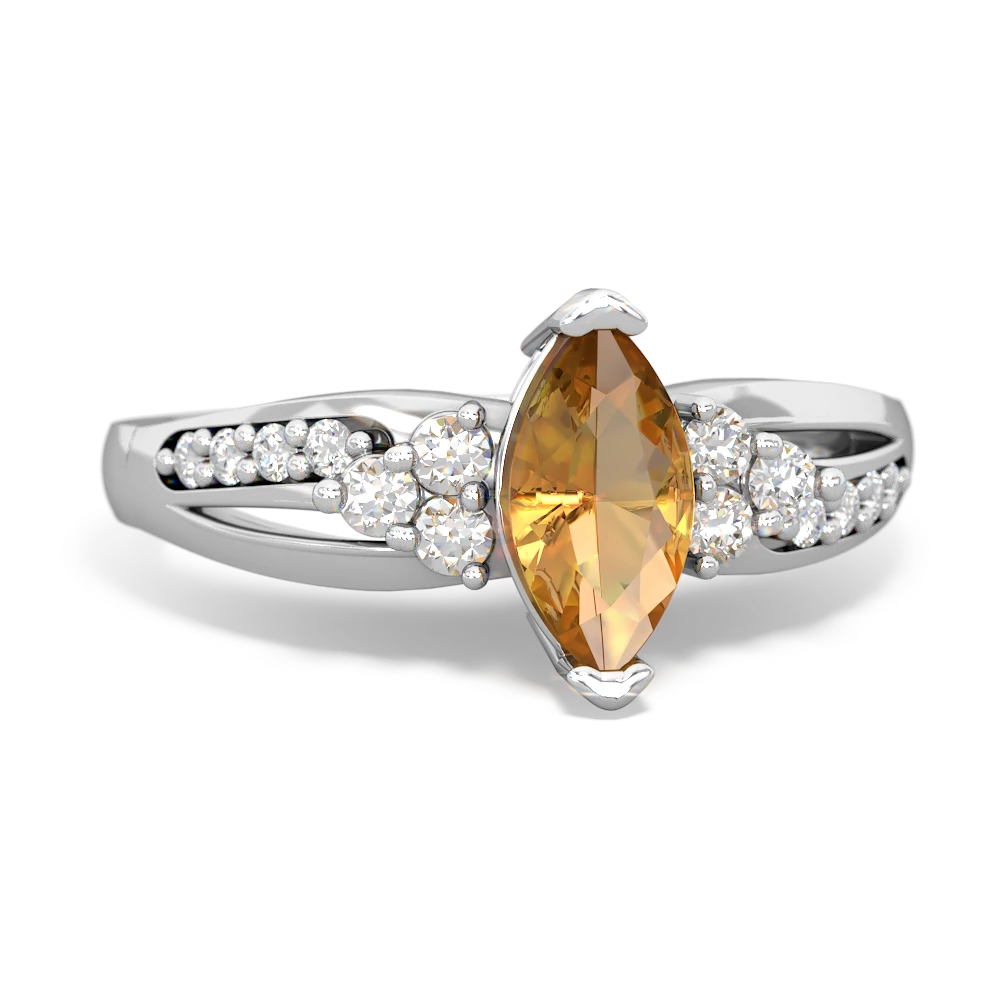 Citrine Royal Marquise 14K White Gold ring R2343