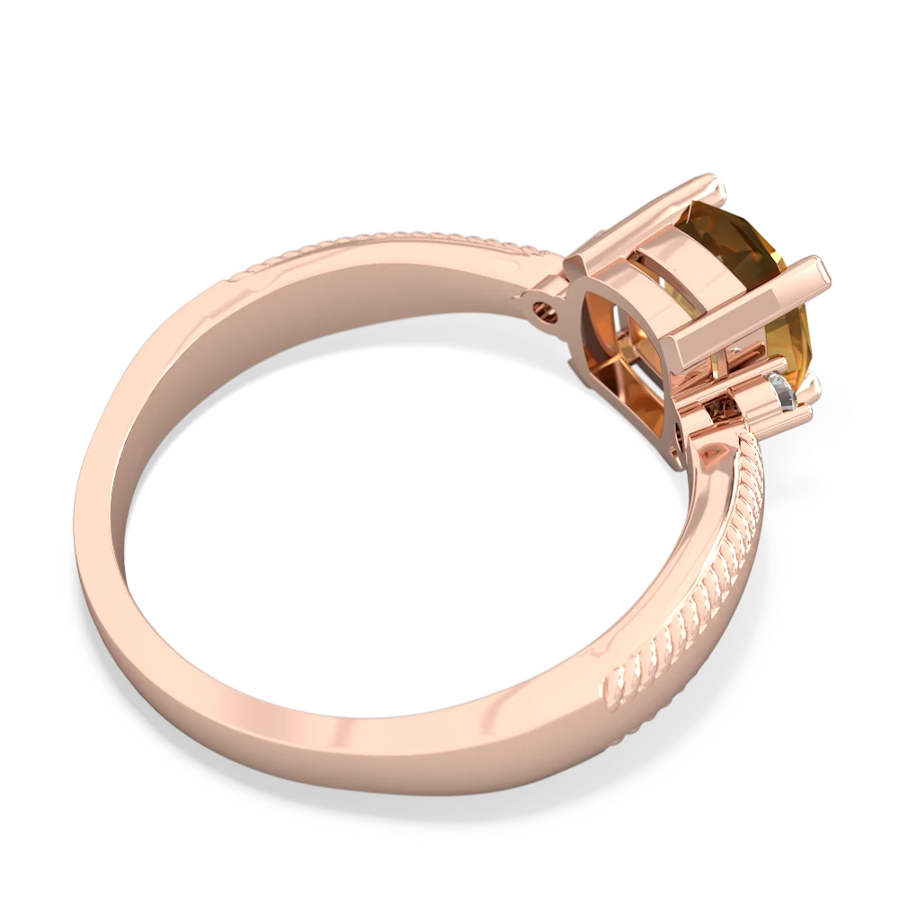 Citrine Cushion Rope 14K Rose Gold ring R2484