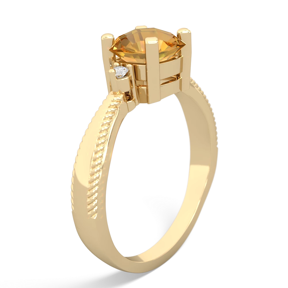 Citrine Cushion Rope 14K Yellow Gold ring R2484