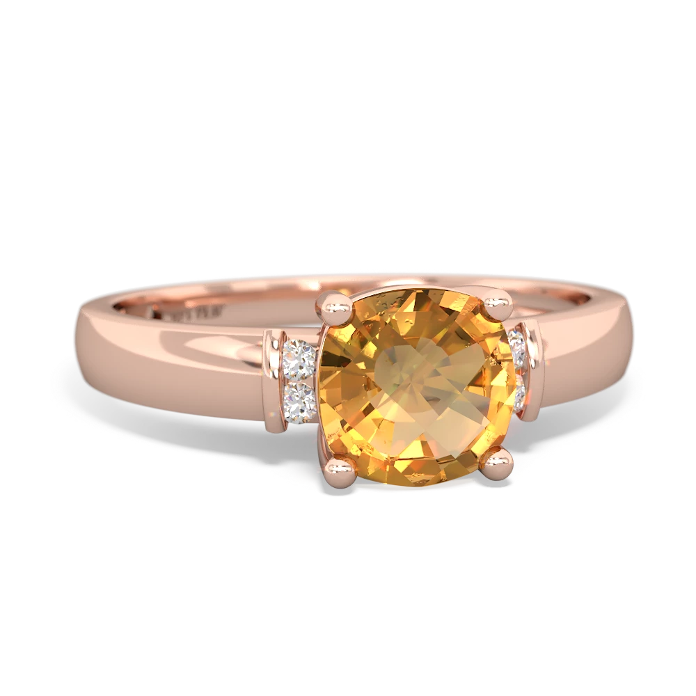 Citrine Simply Elegant Cushion 14K Rose Gold ring R2489