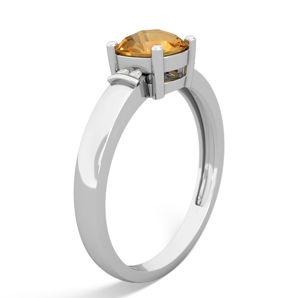 Citrine Simply Elegant Cushion 14K White Gold ring R2489