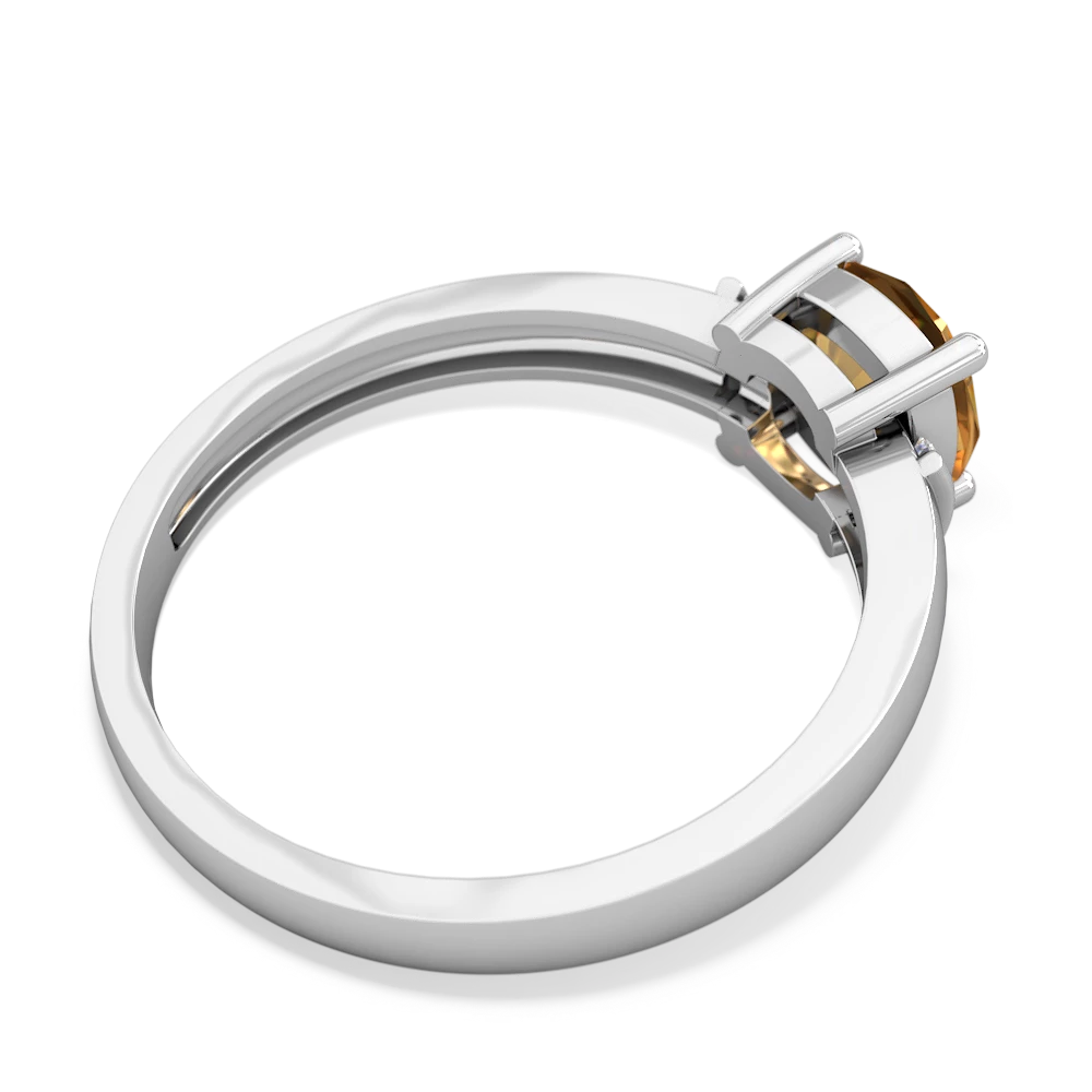Citrine Simply Elegant Cushion 14K White Gold ring R2489
