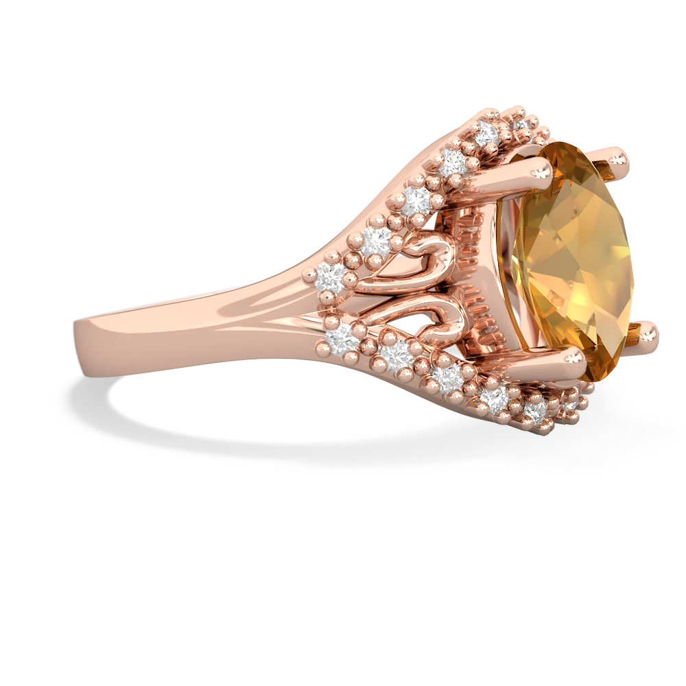 Citrine Antique Style Cocktail 14K Rose Gold ring R2564