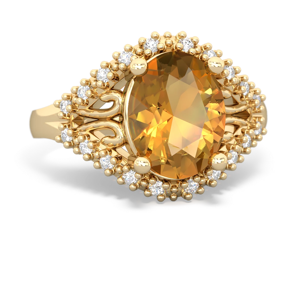 Citrine Antique Style Cocktail 14K Yellow Gold ring R2564