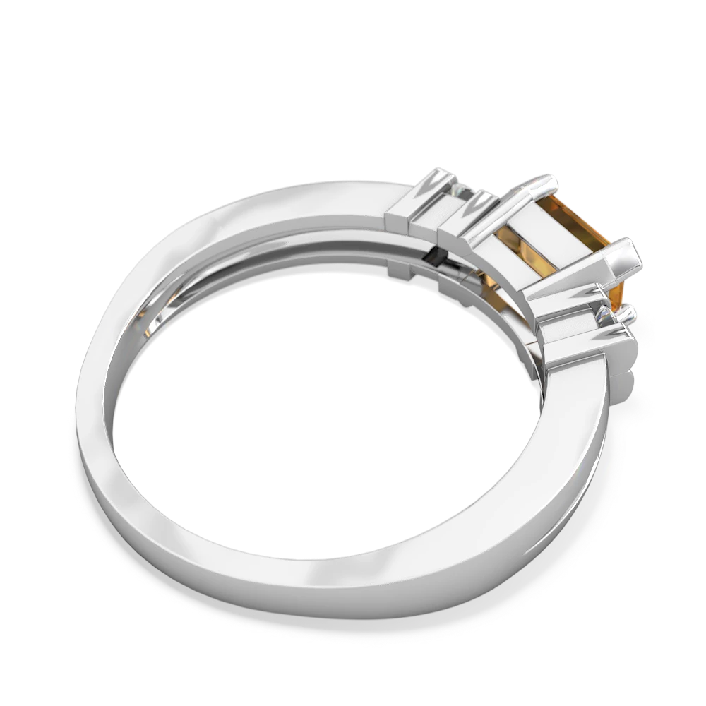 Citrine Art Deco East-West 14K White Gold ring R2590