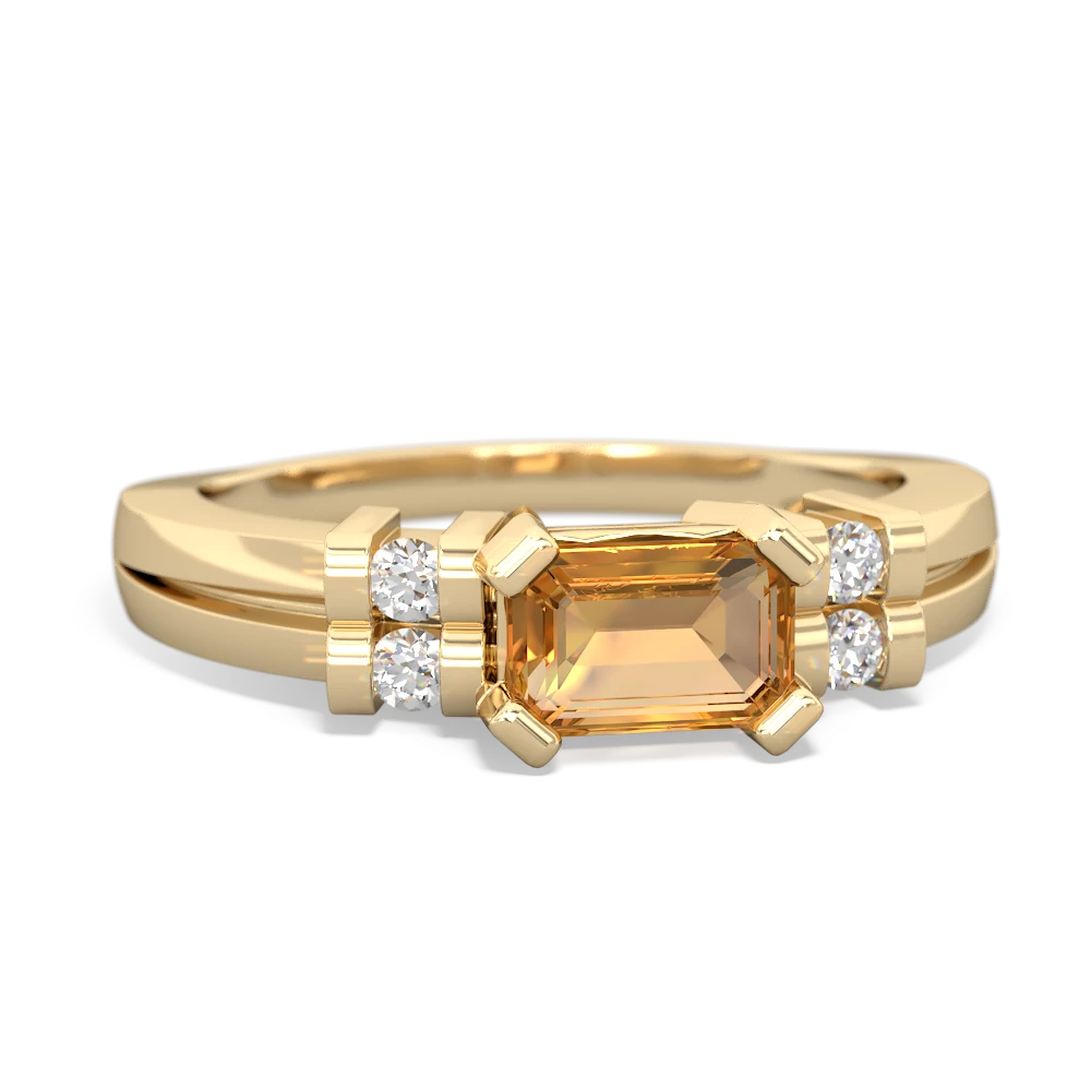 Citrine Art Deco East-West 14K Yellow Gold ring R2590
