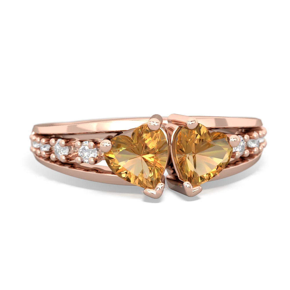 Citrine Heart To Heart 14K Rose Gold ring R3342