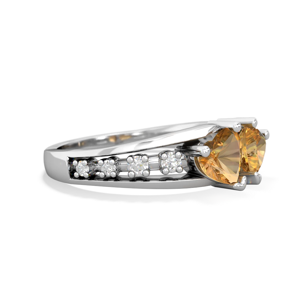 Citrine Heart To Heart 14K White Gold ring R3342