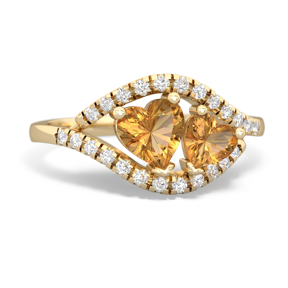 Citrine Mother And Child 14K Yellow Gold ring R3010