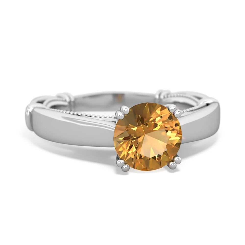 Citrine Renaissance 14K White Gold ring R27806RD