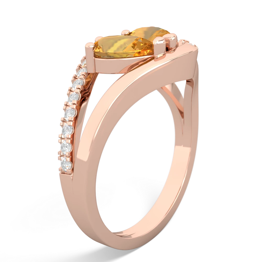 Citrine Nestled Heart Keepsake 14K Rose Gold ring R5650