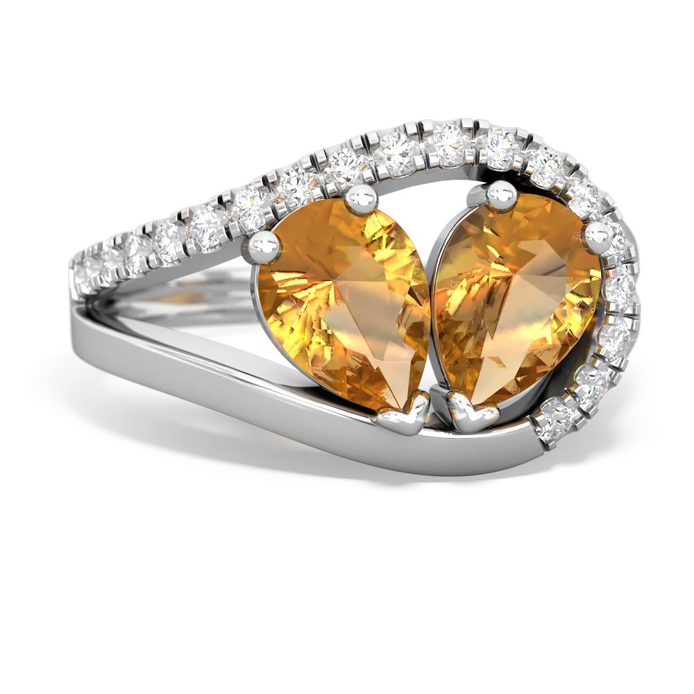 Citrine Nestled Heart Keepsake 14K White Gold ring R5650