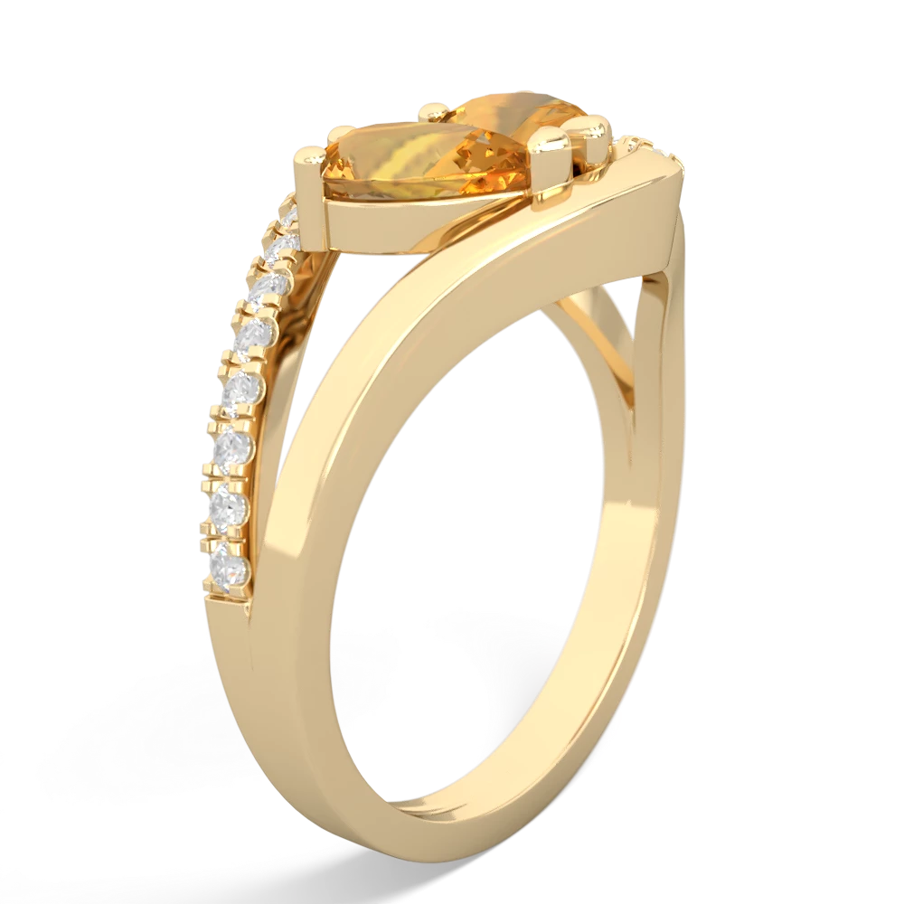 Citrine Nestled Heart Keepsake 14K Yellow Gold ring R5650