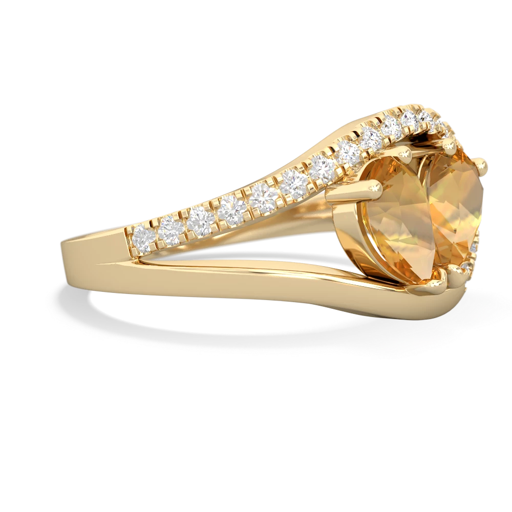 Citrine Nestled Heart Keepsake 14K Yellow Gold ring R5650